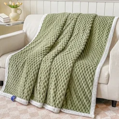 Soft Comfort Throw Sofa Blanket Stereoscopic Small Grid Blanket For Sofa Chair Couch Living Room Birthday Gift And Home Decor Portable Car Travel Cover Blanket