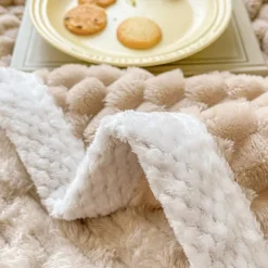 Soft Comfort Throw Sofa Blanket Stereoscopic Small Grid Blanket For Sofa Chair Couch Living Room Birthday Gift And Home Decor Portable Car Travel Cover Blanket