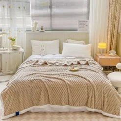 Soft Comfort Throw Sofa Blanket Stereoscopic Small Grid Blanket For Sofa Chair Couch Living Room Birthday Gift And Home Decor Portable Car Travel Cover Blanket