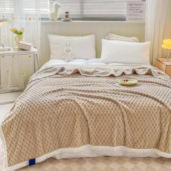 Soft Comfort Throw Sofa Blanket Stereoscopic Small Grid Blanket For Sofa Chair Couch Living Room Birthday Gift And Home Decor Portable Car Travel Cover Blanket