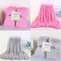 Soft Fuzzy Faux Fur Throw Blankets,Solid Reversible Lightweight Long Hair Shaggy Blanket,Fluffy Cozy Plush Comfy Microfiber Fleece Blankets Decoration for Couch Sofa Bed