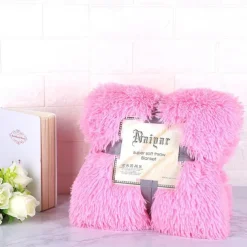 Soft Fuzzy Faux Fur Throw Blankets,Solid Reversible Lightweight Long Hair Shaggy Blanket,Fluffy Cozy Plush Comfy Microfiber Fleece Blankets Decoration for Couch Sofa Bed