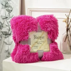 Soft Fuzzy Faux Fur Throw Blankets,Solid Reversible Lightweight Long Hair Shaggy Blanket,Fluffy Cozy Plush Comfy Microfiber Fleece Blankets Decoration for Couch Sofa Bed