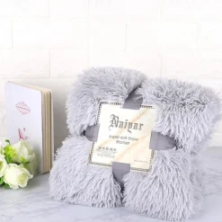 Soft Fuzzy Faux Fur Throw Blankets,Solid Reversible Lightweight Long Hair Shaggy Blanket,Fluffy Cozy Plush Comfy Microfiber Fleece Blankets Decoration for Couch Sofa Bed