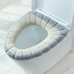 Soft Toilet Seat Cover Pads Thicker Warmer Stretchable Washable Cloth Toilet Fits All Oval Toilet Seats