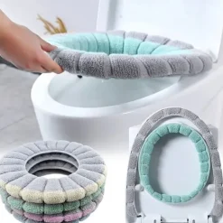 Soft Toilet Seat Cover Pads Thicker Warmer Stretchable Washable Cloth Toilet Fits All Oval Toilet Seats
