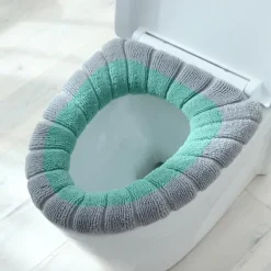 Soft Toilet Seat Cover Pads Thicker Warmer Stretchable Washable Cloth Toilet Fits All Oval Toilet Seats