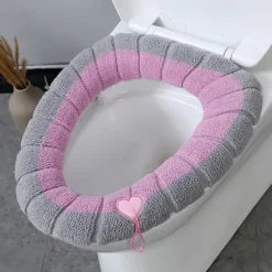 Soft Toilet Seat Cover Pads Thicker Warmer Stretchable Washable Cloth Toilet Fits All Oval Toilet Seats