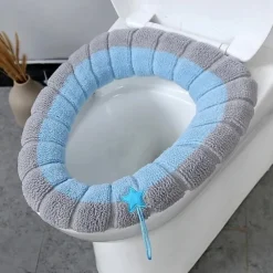 Soft Toilet Seat Cover Pads Thicker Warmer Stretchable Washable Cloth Toilet Fits All Oval Toilet Seats