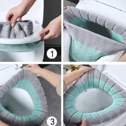 Soft Toilet Seat Cover Pads Thicker Warmer Stretchable Washable Cloth Toilet Fits All Oval Toilet Seats