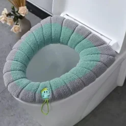 Soft Toilet Seat Cover Pads Thicker Warmer Stretchable Washable Cloth Toilet Fits All Oval Toilet Seats