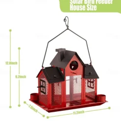 Solar Bird Feeders for Ourside,Bird House Squirrel Proof Feeder,Hanging Metal Mesh Wild Window Large Finch Cardinal Feeder Nest Houses,Bird Outdoors and Garden Decoration