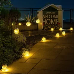 Solar Crack Jar Lights Hanging Ball Glass LED Solar Lanterns Solar Star Wishing Lamp Outdoor Waterproof Garden Decoration Tree Lights Christmas Party Home Decor Light