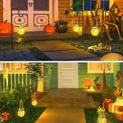 Solar Crack Jar Lights Hanging Ball Glass LED Solar Lanterns Solar Star Wishing Lamp Outdoor Waterproof Garden Decoration Tree Lights Christmas Party Home Decor Light