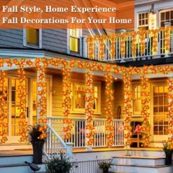 Solar 3D Pumpkin Maple Leaf String Lights 6.5m 30LED Outdoor Waterproof Garden Light Autumn Thanksgiving Christmas Wedding Party Holiday Yard Home Balcony Decoration