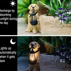 Solar Dog Lights Outdoor, Waterproof Garden Decor Solar-Powered Lawn Lamp for Landscape, Yard and Outdoor Ornaments