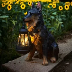 Solar Dog Lights Outdoor, Waterproof Garden Decor Solar-Powered Lawn Lamp for Landscape, Yard and Outdoor Ornaments