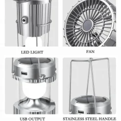 Solar Electric Fan Camping Lamp with Bluetooth Speaker Portable Switch Camping Lamp Lithium Battery Solar USB Charging