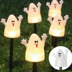 Solar Evil Pumpkin Patio Lights Spooky Glow to Your Outdoor Jack O Lantern Decor Pumpkin Skull Ghost for Halloween Thanksgiving Holidays