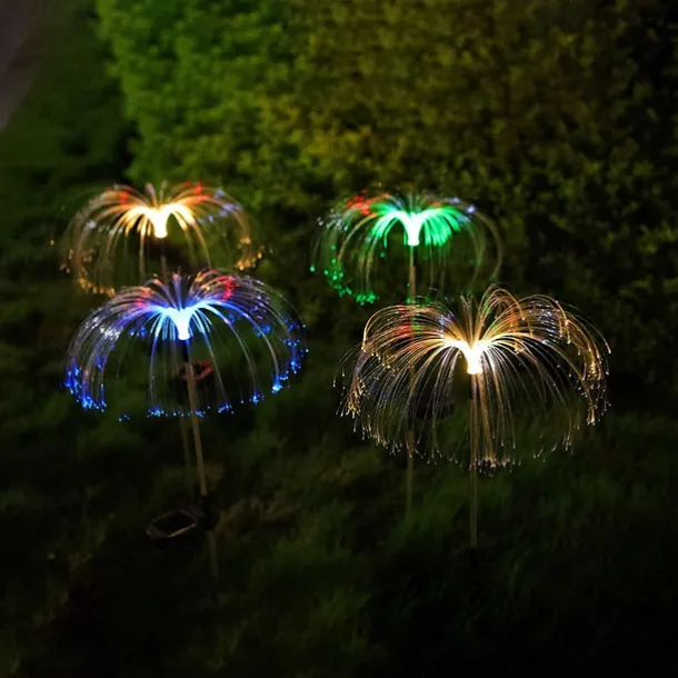 Solar Fiber Double-layer Jellyfish Lamp Outdoor Ground Plug Induction Lawn Garden Decorative Landscape Lamp