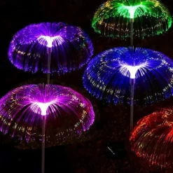 Solar Fiber Double-layer Jellyfish Lamp Outdoor Ground Plug Induction Lawn Garden Decorative Landscape Lamp