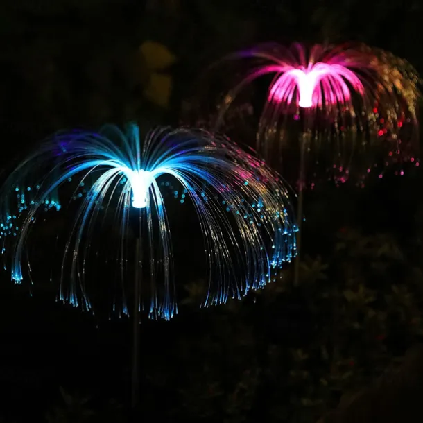 Solar Fiber Double-layer Jellyfish Lamp Outdoor Ground Plug Induction Lawn Garden Decorative Landscape Lamp