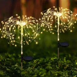 Solar Firework Lights - 120 LEDs Outdoor Pathway & Garden Fairy Lights, 2 Lighting Modes for Yard & Driveway Landscape