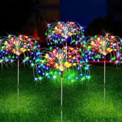 Solar Fireworks Lights 90/120/150/200 LEDS Outdoor DIY Solar Lights Copper Filament Garden Decorative Lights Waterproof Fairy Lights Lawn Lights