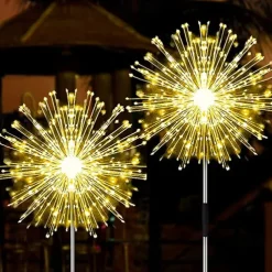 Solar Fireworks Lights 90/120/150/200 LEDS Outdoor DIY Solar Lights Copper Filament Garden Decorative Lights Waterproof Fairy Lights Lawn Lights