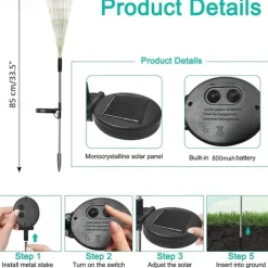 Solar Fireworks Lights 90/120/150/200 LEDS Outdoor DIY Solar Lights Copper Filament Garden Decorative Lights Waterproof Fairy Lights Lawn Lights