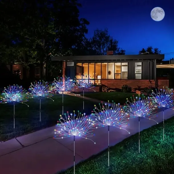 Solar Fireworks Lights Pathway Lights Outdoor 2x 1x LED Stake Lights for Walkway Garden Backyard Landscape Decoration 120LEDs Fairy Christmas Light for Garden Street Yard Lawn