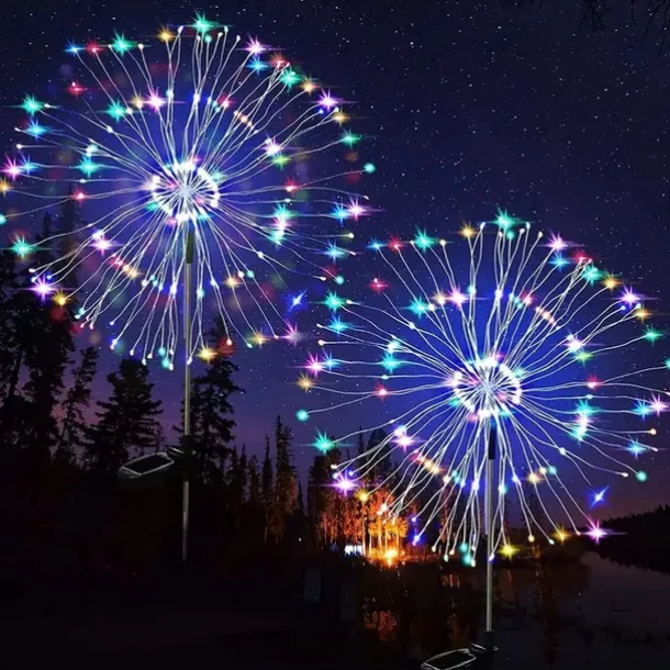 Solar Fireworks Lights Pathway Lights Outdoor 2x 1x LED Stake Lights for Walkway Garden Backyard Landscape Decoration 120LEDs Fairy Christmas Light for Garden Street Yard Lawn