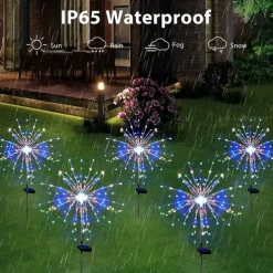 Solar Fireworks Lights Pathway Lights Outdoor 2x 1x LED Stake Lights for Walkway Garden Backyard Landscape Decoration 120LEDs Fairy Christmas Light for Garden Street Yard Lawn