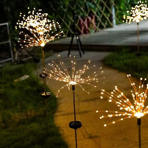 Solar Fireworks Lights Pathway Lights Outdoor 2x 1x LED Stake Lights for Walkway Garden Backyard Landscape Decoration 120LEDs Fairy Christmas Light for Garden Street Yard Lawn