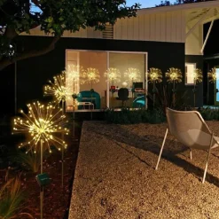 Solar Fireworks Lights Pathway Lights Outdoor 2x 1x LED Stake Lights for Walkway Garden Backyard Landscape Decoration 120LEDs Fairy Christmas Light for Garden Street Yard Lawn