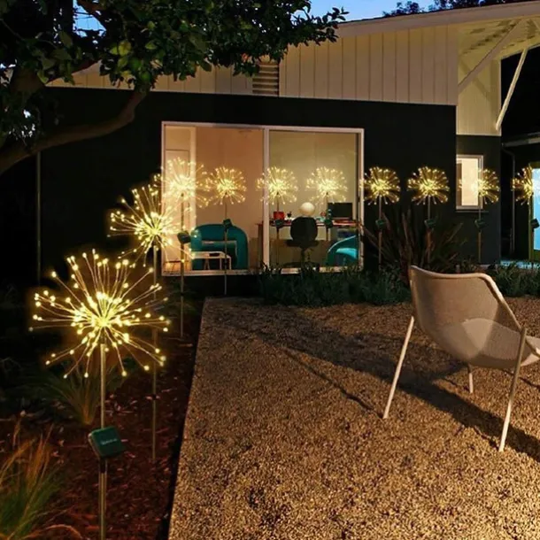 Solar Fireworks Lights Pathway Lights Outdoor 2x 1x LED Stake Lights for Walkway Garden Backyard Landscape Decoration 120LEDs Fairy Christmas Light for Garden Street Yard Lawn