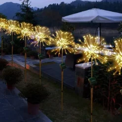 Solar Fireworks Lights Pathway Lights Outdoor 2x 1x LED Stake Lights for Walkway Garden Backyard Landscape Decoration 120LEDs Fairy Christmas Light for Garden Street Yard Lawn