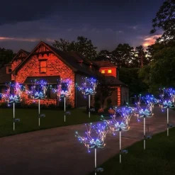 Solar Fireworks Lights Pathway Lights Outdoor 2x 1x LED Stake Lights for Walkway Garden Backyard Landscape Decoration 120LEDs Fairy Christmas Light for Garden Street Yard Lawn