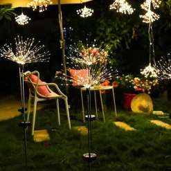 Solar Fireworks Lights Pathway Lights Outdoor 2x 1x LED Stake Lights for Walkway Garden Backyard Landscape Decoration 120LEDs Fairy Christmas Light for Garden Street Yard Lawn