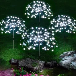 Solar Fireworks Lights Pathway Lights Outdoor 2x 1x LED Stake Lights for Walkway Garden Backyard Landscape Decoration 120LEDs Fairy Christmas Light for Garden Street Yard Lawn