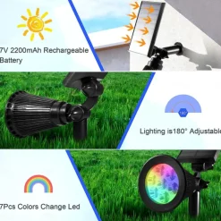 Solar Flood Lights Garden Spotlight Outdoor Waterproof 7LED Ground Plug Lawn Lamp LED Flood Light Courtyard Landscape Garden Decorative Lighting Garden Light