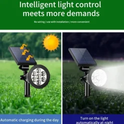 Solar Flood Lights Garden Spotlight Outdoor Waterproof 7LED Ground Plug Lawn Lamp LED Flood Light Courtyard Landscape Garden Decorative Lighting Garden Light