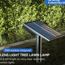 Solar Flood Lights Landscape Spotlights - IP65 Waterproof Outdoor Pathway Garden Light, Warm White & Green Auto On/Off Solar Lights for Driveway, Porch and Walkways