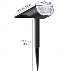 Solar Flood Lights Landscape Spotlights - IP65 Waterproof Outdoor Pathway Garden Light, Warm White & Green Auto On/Off Solar Lights for Driveway, Porch and Walkways