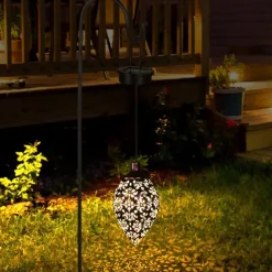 Solar Flood Lights Outdoor Hollow Wrought Iron Courtyard Garden Balcony Decorative Landscape Light Wall Hanging Light Waterproof