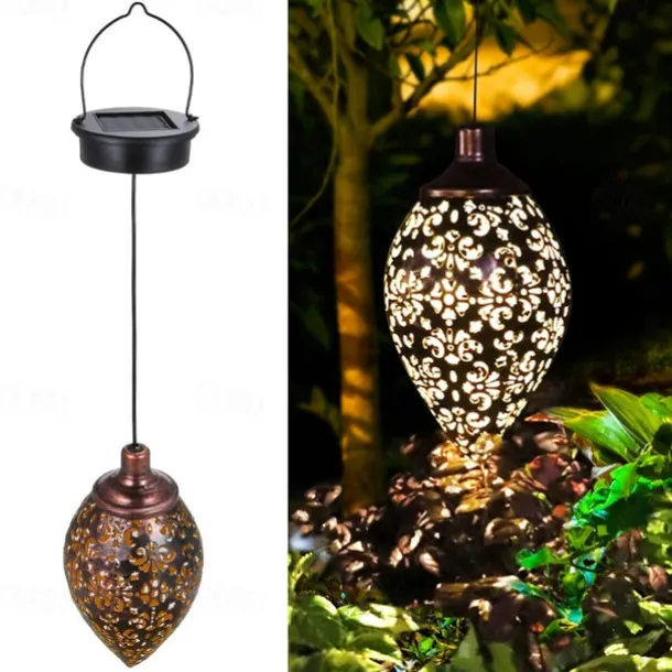 Solar Flood Lights Outdoor Hollow Wrought Iron Courtyard Garden Balcony Decorative Landscape Light Wall Hanging Light Waterproof