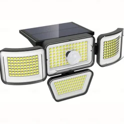 Solar Flood Lights Outdoor Lights 278LEDs 3000LM Motion Sensor Lights Solar Powered Lights 4 Heads Security Flood Lights IP65 Waterproof 300 Wide Angle Wall Lights With 3 Modes for Garden Yard Pathway