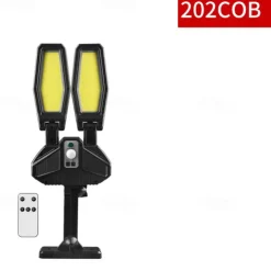 Solar Flood Lights Street Light, COB Solar Power 2 Heads Remote Control 270° Motion Sensor Street FloodLight Wall Lamp Waterproof for Outdoor Garden Security