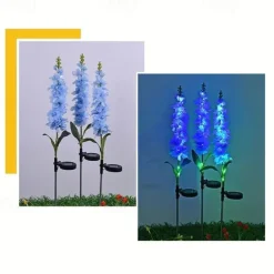 Solar Flowers Lights Outdoor Waterproof Violet Lights Flower Stake Waterproof Solar Flower Lights for Garden Corridor Yard Lawn Patio Pathway Balcony Pool Wedding Decorative