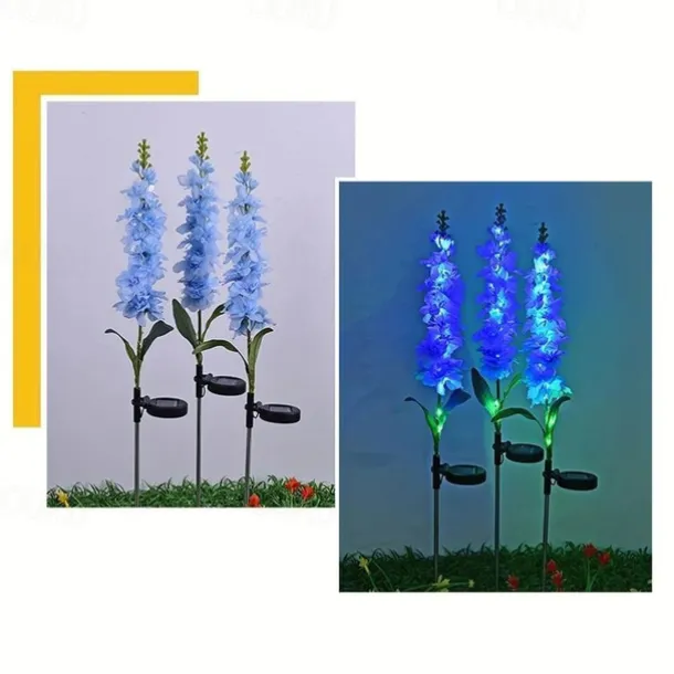 Solar Flowers Lights Outdoor Waterproof Violet Lights Flower Stake Waterproof Solar Flower Lights for Garden Corridor Yard Lawn Patio Pathway Balcony Pool Wedding Decorative